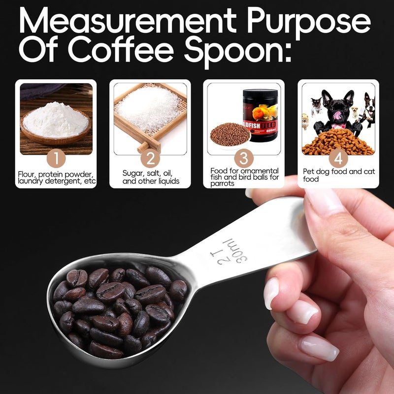 Quazake Coffee Scoop 2 tablespoon Measuring Spoons(30ml 2pcs), Ergonomics Design Coffee Scooper 2 tbsp Metal Stainless Steel Manufacture，coffee scoop for ground coffee Protein Powder Sugar Cereal,Etc. - Image 5